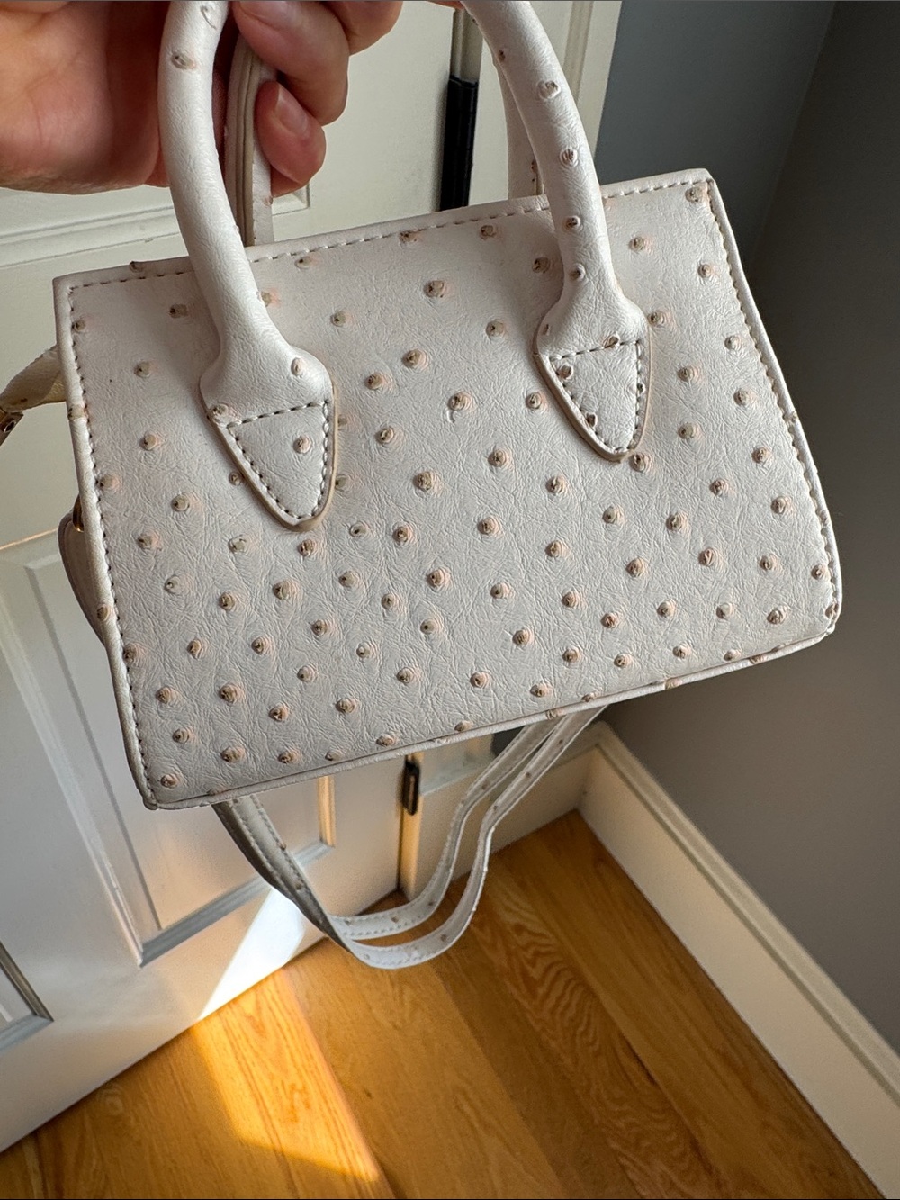 White Mini Crossbody Bag with Graphic Accents - Picture 4 of 9